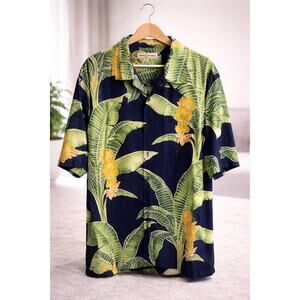 Tommy Bahama Silk Hawaiian Shirt Mens XXL Tropical Floral Camp Button Front
